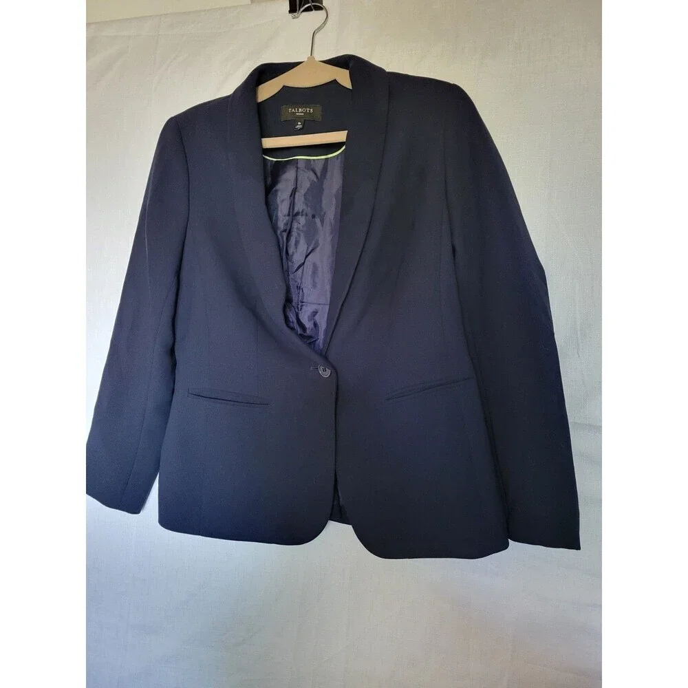 Talbots Blazer Women 8P  Navy Blue Single Button